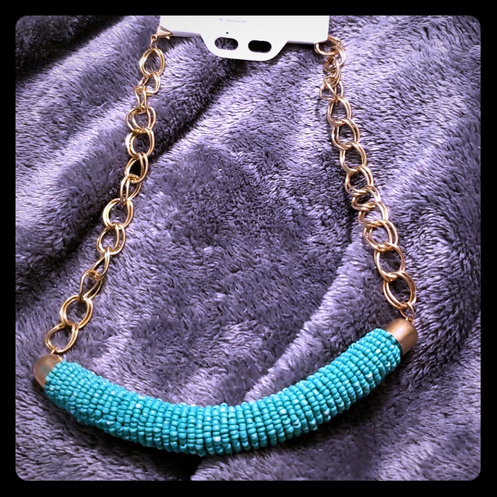 New Green and Gold Statement Necklace